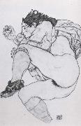 Egon Schiele, Recumbent Female Nude with left leg drawn up